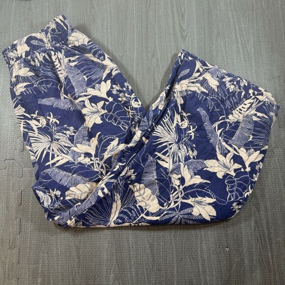 Panama Jack Pants Womens L Linen Blend Wide Leg Elastic Floral Pattern - Picture 1 of 5